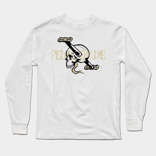 Pedal or Die Skull Cycling Graphic Long Sleeve T-Shirt by pedalhead